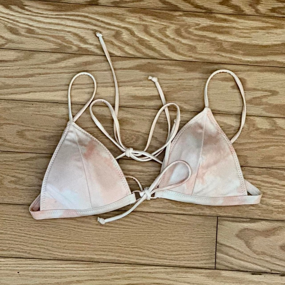 L.A Hearts xs pink and white bikini triangle top